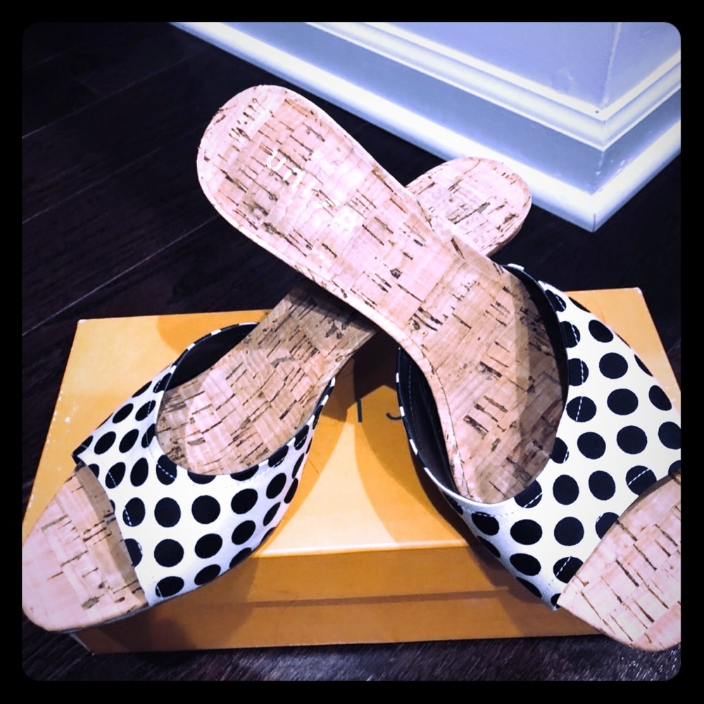 NEW Unisa healed slides white with black polkadots